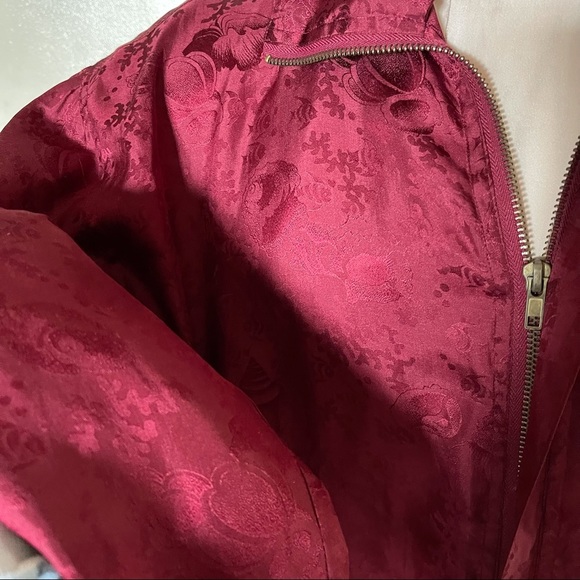 Vintage Windbreaker bomber Jacket Silk Floral unisex zip up sz m - Picture 7 of 8